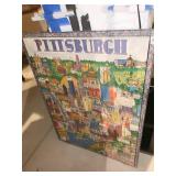 PITTS. POSTER, WATERCOLOR FLOWERS IN VASE 23" X