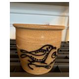 6" H BLUE BIRD CROCK DECORATION SIGNED BASE