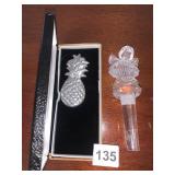 PEWTER PINEAPPLE AND CRYSTAL ANGEL STOPPER