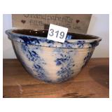 BLUE DÉCOR BOWL SIGNED BASE 5" H X 9.4" W