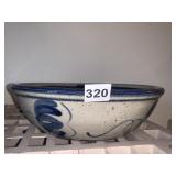 BLUE GRAY POTTERY BOWL 3.5" X 11" W
