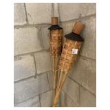 TIKI LAMPS AND 2 TORCHES