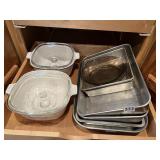 CORNING W/ LIDS, BAKING TRAYS