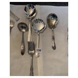 SILVERPLATE SERVING SPOON AND OTHER FANCY PIECES