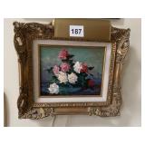 KORTNER OIL FLOWER IN VASE GOLD FRAME 13.5" X