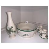 SERVING DISH, CANDLESTICKS