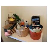 LIGHT BULBS, FLAG, BASKET