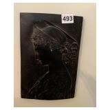 GIRL PLAQUE BLACK RAISED DESIGN PLASTER 9.5" H X