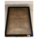 SAMPLER 1820 IN WOOD FRAME UNDER GLASS 19" X 15"