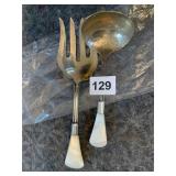 SERVING SPOON AND FORK MOTHER PEARL HANDLES