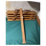 OAK SUPPORTS W/ 4 RACK SHELVES