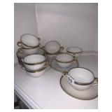HAVILAND LIMOGES SOUP CUPS W/ LINERS 9 PC.