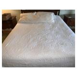 WHITE BEDSPREAD, BED PILLOW, ETC.
