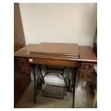 OAK TREADLE SEWING MACHINE CABINET