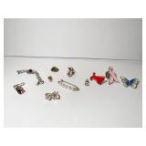 RHINESTONE EARRINGS, PURPLE PENDANT W/