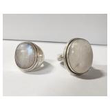 STERLING SZ. 7 AND 8 WHITE POLISHED STONE CENTER