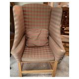 HIGH BACK WING CHAIR WOOD LEGS 30" X 30" X 48" H