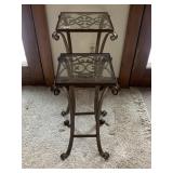 IRON GLASS TOP FERN TABLES VERY HEAVY