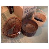 BASKETS, WOOD BARREL PAINTED