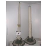 PAIR WEDGWOOD GREEN CANDLESTICK