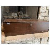 WOOD CARPENTERS BOX ANTIQUE REPLACED HINGES IRON