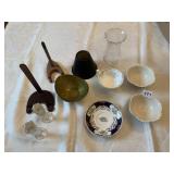 WEDGWOOD CUP/SAUCER, 2 LENOX BOWLS, CUP HOLDER,