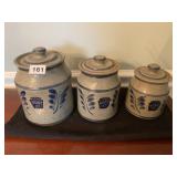 HEINZ 57 SALT GLAZED HEINZ CANISTER SET W/ LIDS