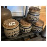 3 BLUE/GRAY SPICE JARS 4.5" H INCL. GRANDMA, AND