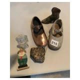 BRONZE BABY SHOE, BLACK HIGH-TOP SHOE ETC.