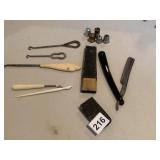 SHOE FASTENERS, STRAIGHT RAZOR, MANICURE SET