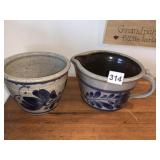 GRAY BLUE CROCK, BATTER BOWL