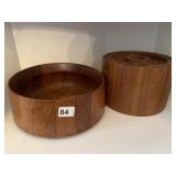 DANSK TEAK SALAD BOWL, ICE BUCKET W/ LINER WOOD