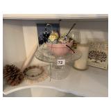 PEDESTAL CAKE PLATE, HAND DECORATED EGGS, SIMPLE