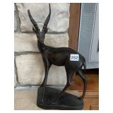 GAZELLE STATUE CARVED WOOD 18" H