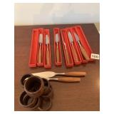 DANSK TEAK KNIVES, NAPKIN RINGS