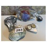 24 CARAT PURE GOLD GLASS FISH, SHELLS, HEART