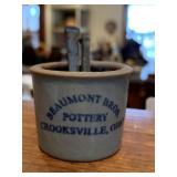 BEAUMONT BROS. POTTERY CROCK 1.5" H AND 2 SQ.