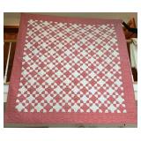 PINK/WHITE HAND STITCHED QUILT