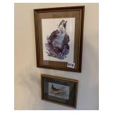 TWO FRAMED PRINT, BIRD IN NEST