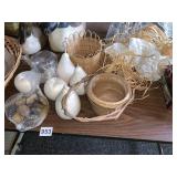 BASKETS, DECORATIVE FRUIT, POLISHED STONE IN BAG,