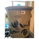 12" H CROCK WESTER WALD POTTERY BLUE DECORATED