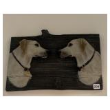 CARVED WOOD OF TWO DOGS IN WOOD