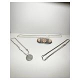 14K POST ON EARRINGS 3 PAIRS W/ PEARL PENDANT: