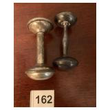 STERLING RATTLES AND SMALL STERLING DISH