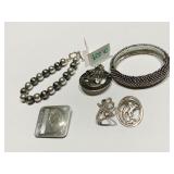 STERLING BRACELET AND PINS 4.2880 OZT