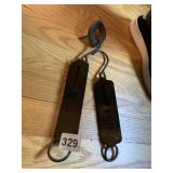 PAIR BRASS SCALES FRAY