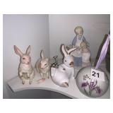 BUNNIES ONE BROKEN EAR, WOMAN WITH CHILD