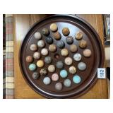 LARGE MARBLE GAME W/ WOOD BASE
