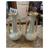 GLAZED VASES W/ GOLD HANDLE LUSTER FINISH #3D
