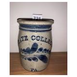 STATE COLLEGE PA GRAY CROCK SIGNED BASE